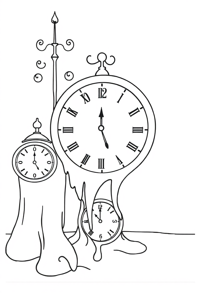 Dali Melting Clocks coloring page, free printable