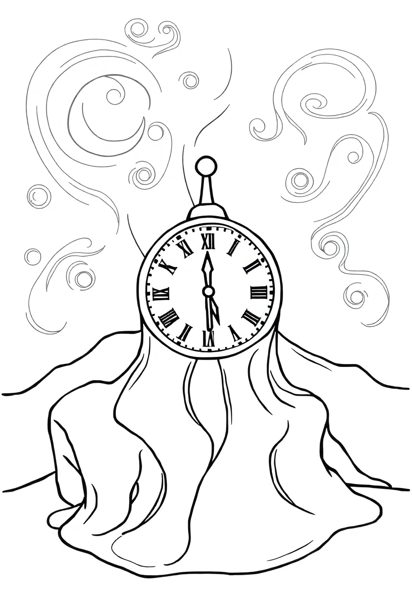 Dali Melting Clocks coloring pages