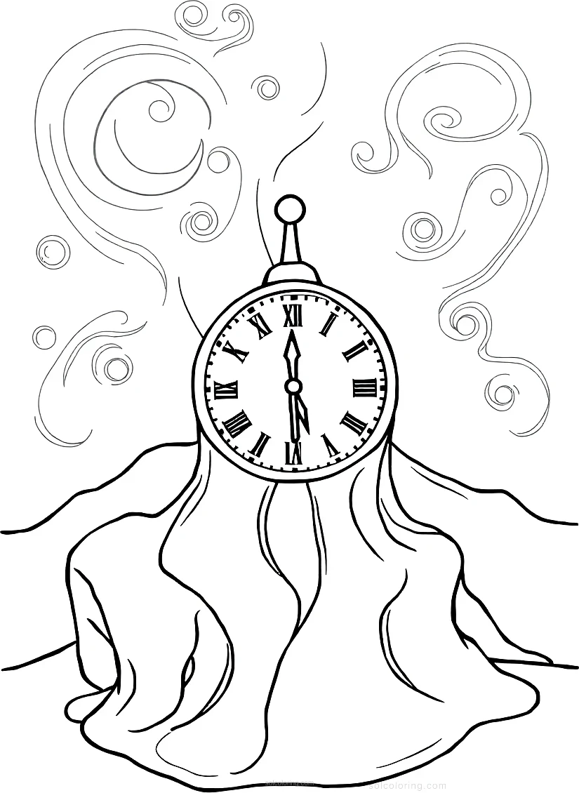 Dali Melting Clocks coloring page for kids