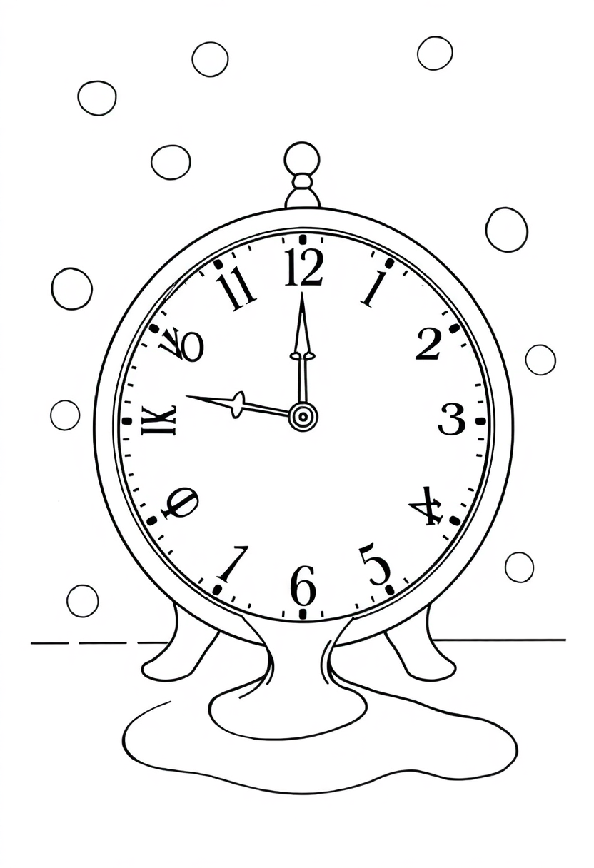 Dali Melting Clocks coloring page, free printable
