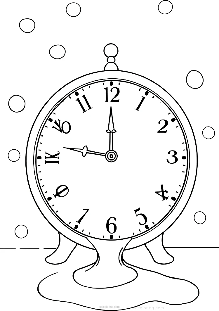 Dali Melting Clocks coloring page for kids