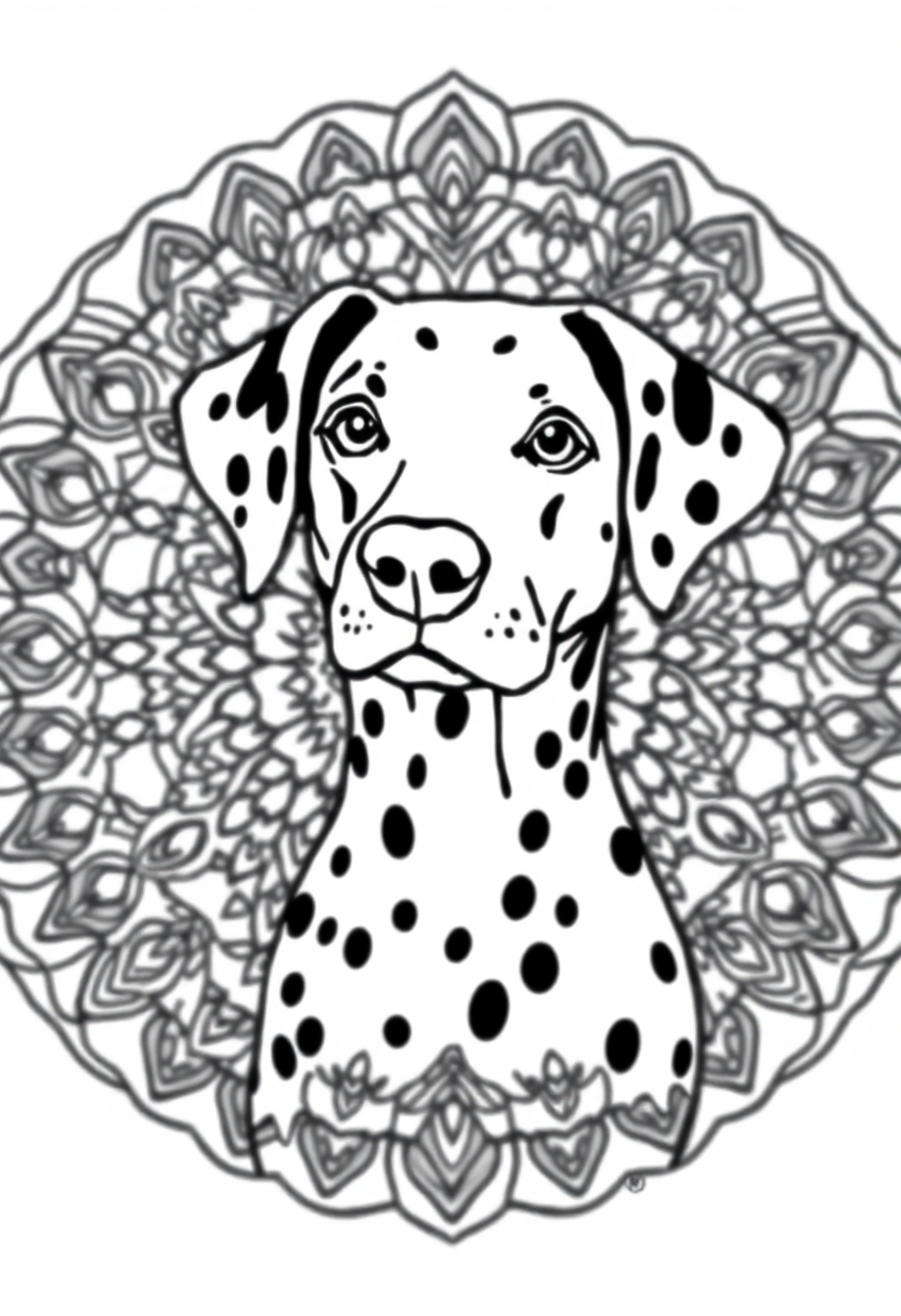 Dalmatian with Spots coloring page, free printable