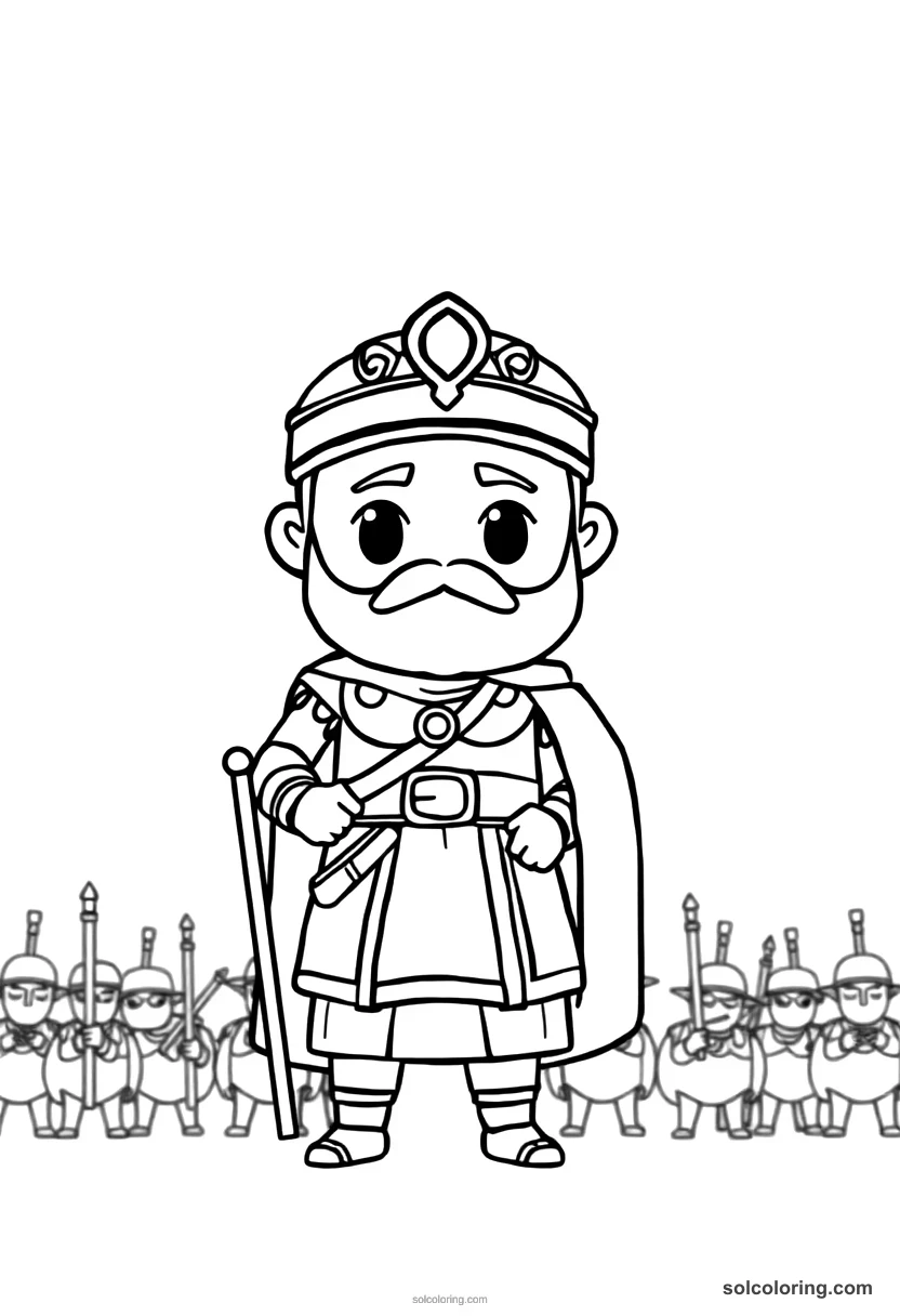 Chibi Darius I Inspecting His Army chibi coloring page for kids