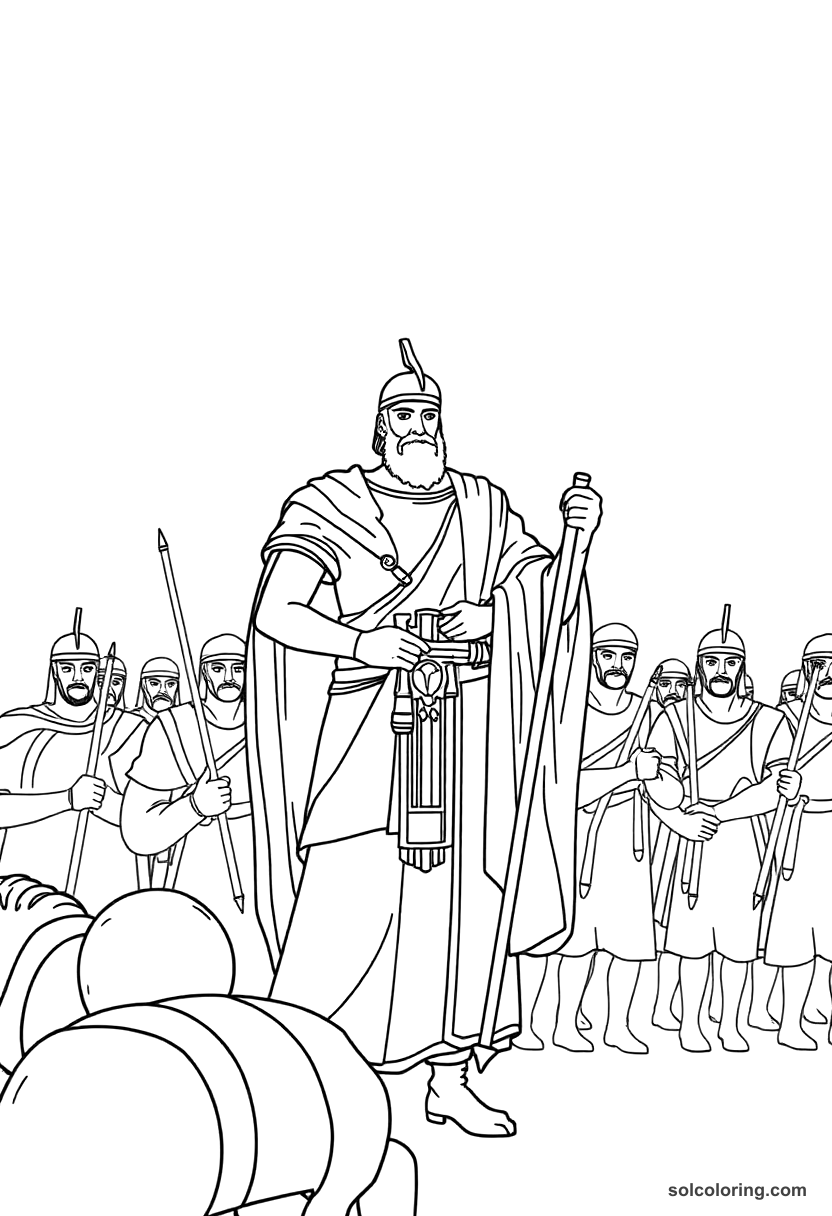 Simple Darius I Inspecting His Army coloring page, free printable simple style