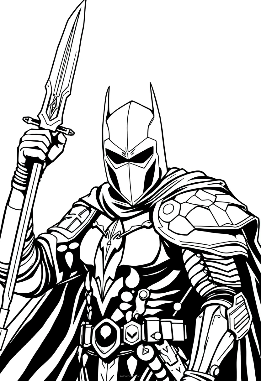 Dark Knight in Black Armor coloring page for kids