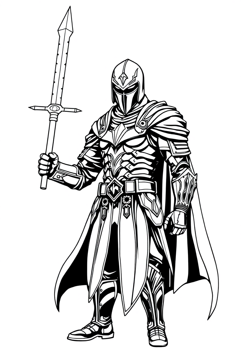 Dark Knight in Black Armor coloring page, free printable