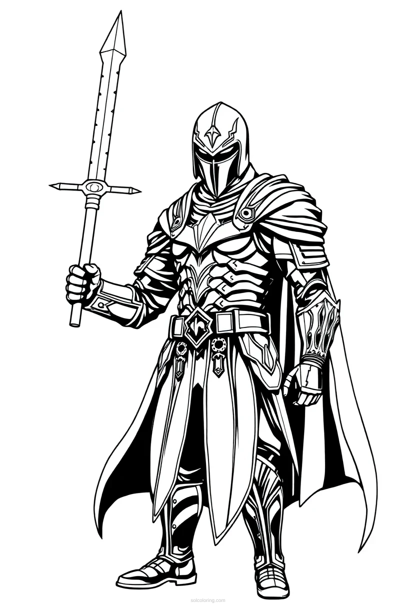 Dark Knight in Black Armor coloring page for kids