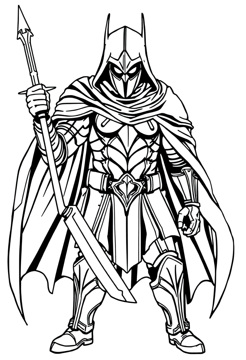 Dark Knight in Black Armor coloring page, free printable