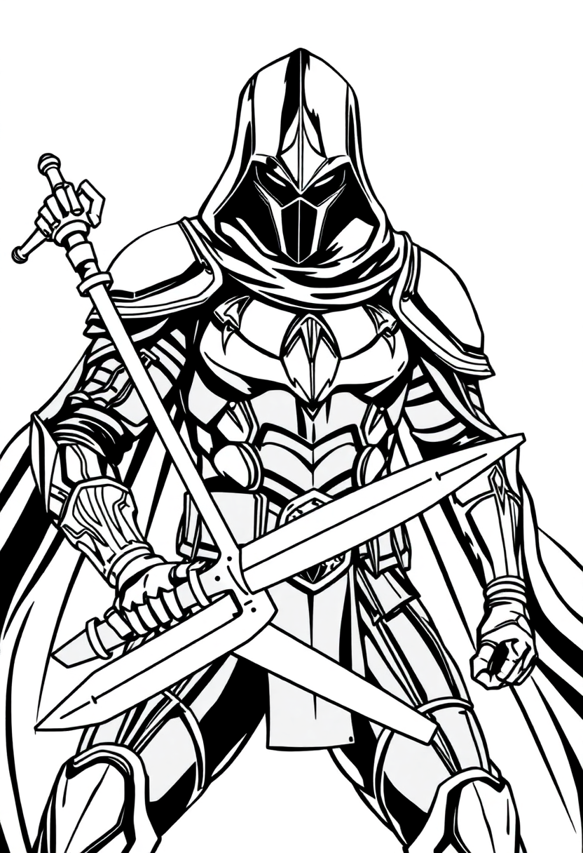 Dark Knight in Black Armor coloring page, free printable
