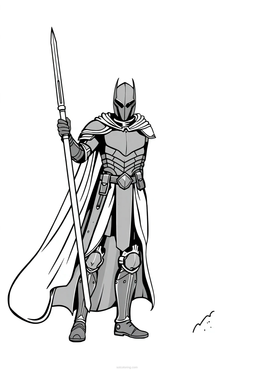 Dark Knight in Black Armor coloring page for kids