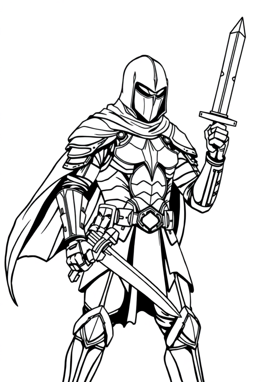 Dark Knight in Black Armor coloring page, free printable