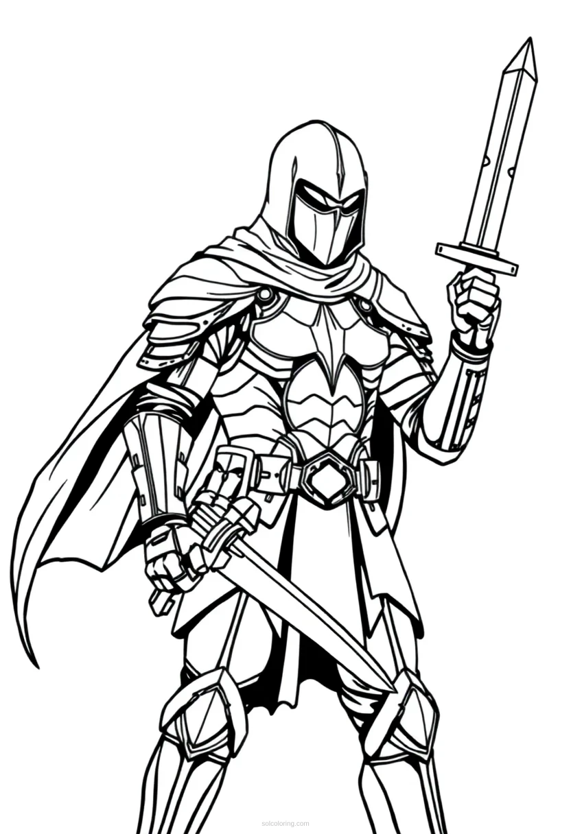 Dark Knight in Black Armor coloring page for kids