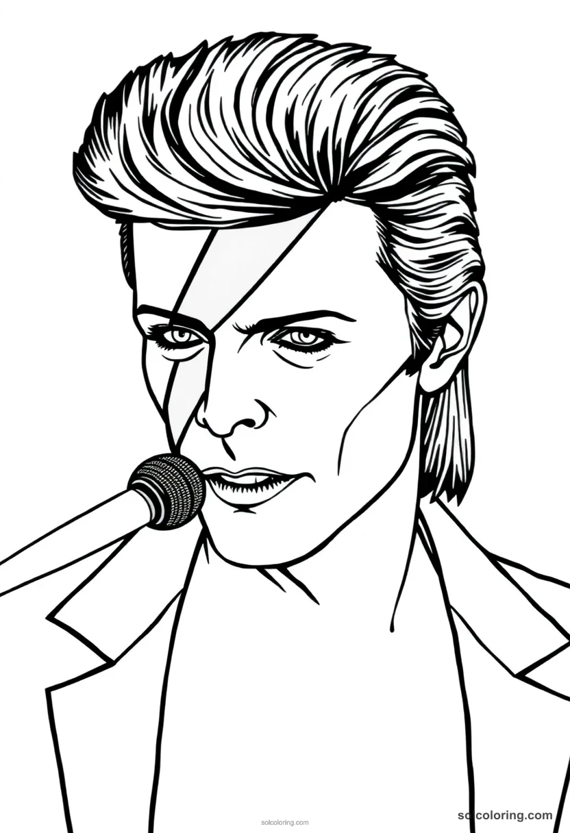 Illustrated Portrait David Bowie illustrated portrait coloring page for kids