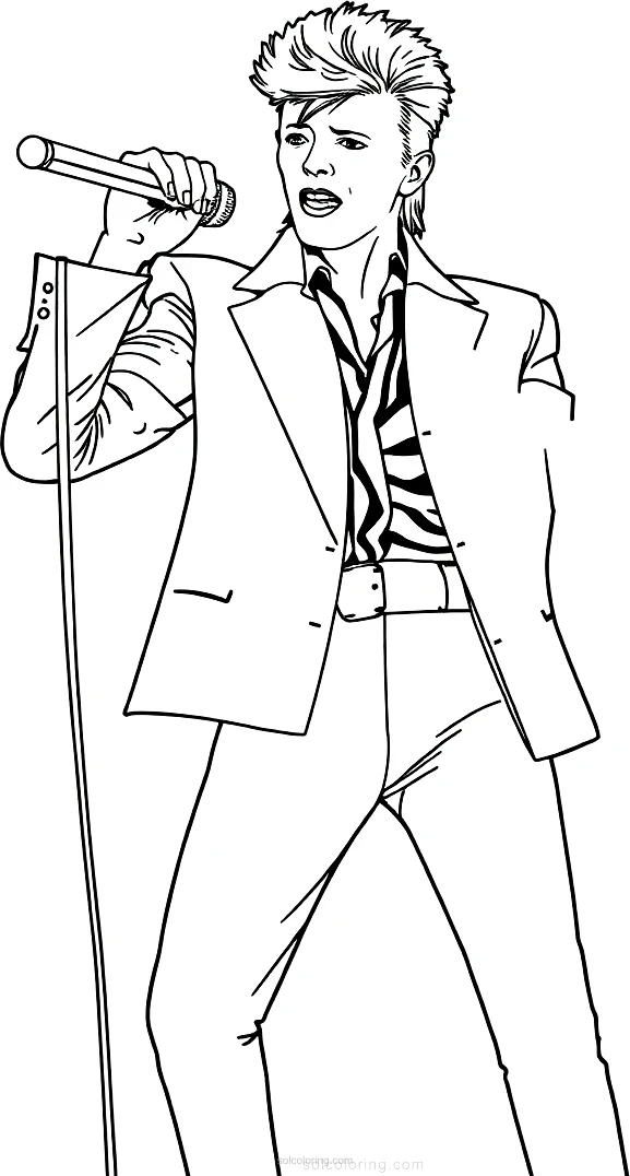 David Bowie Performing coloring page for kids