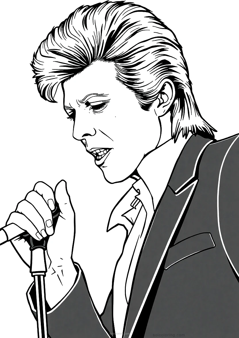 David Bowie Performing coloring page for kids