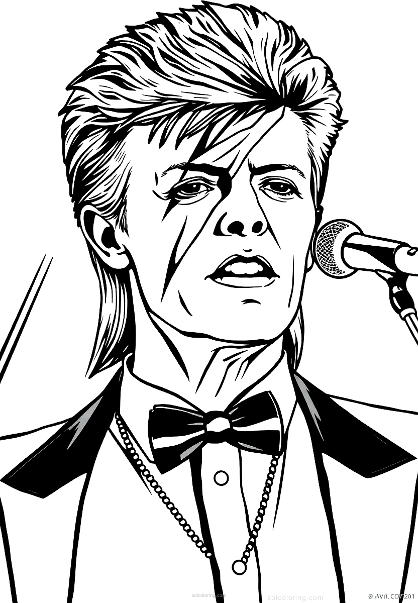 David Bowie Performing coloring page for kids