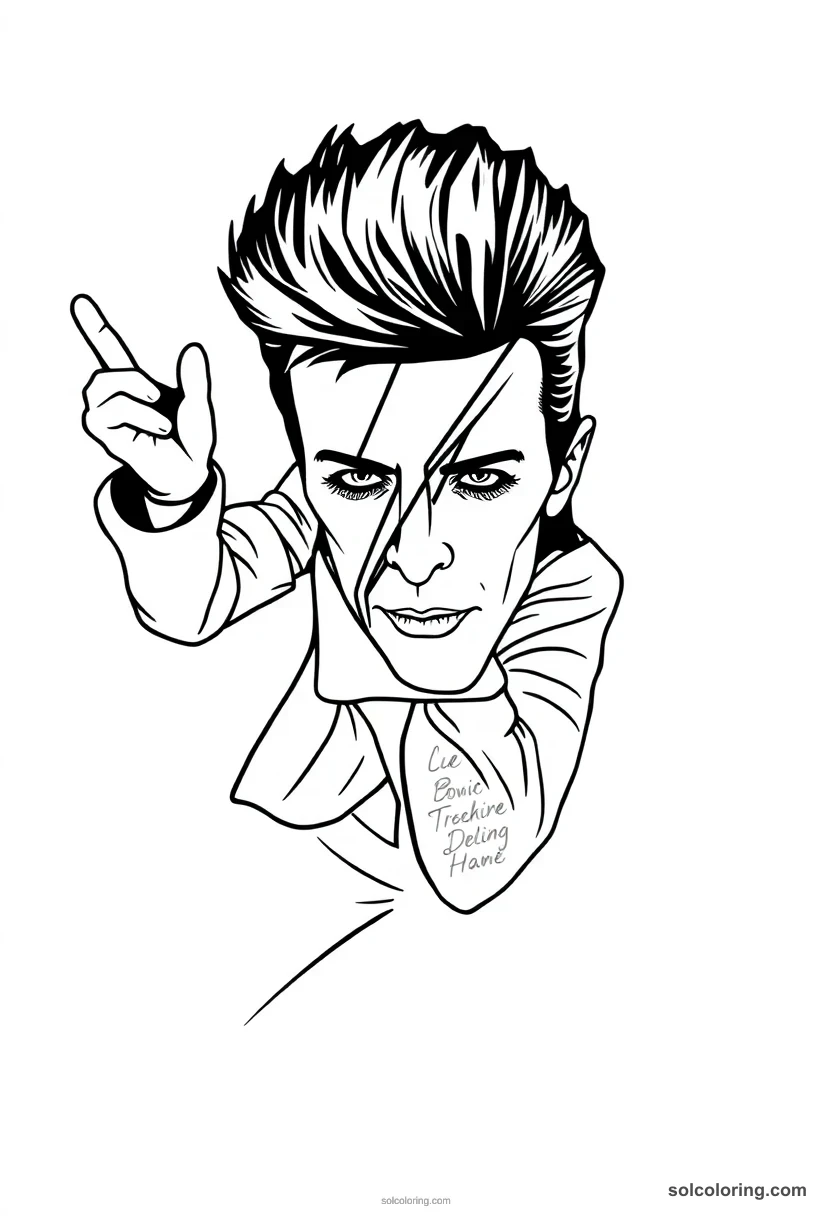 Silhouette David Bowie silhouette coloring page for kids