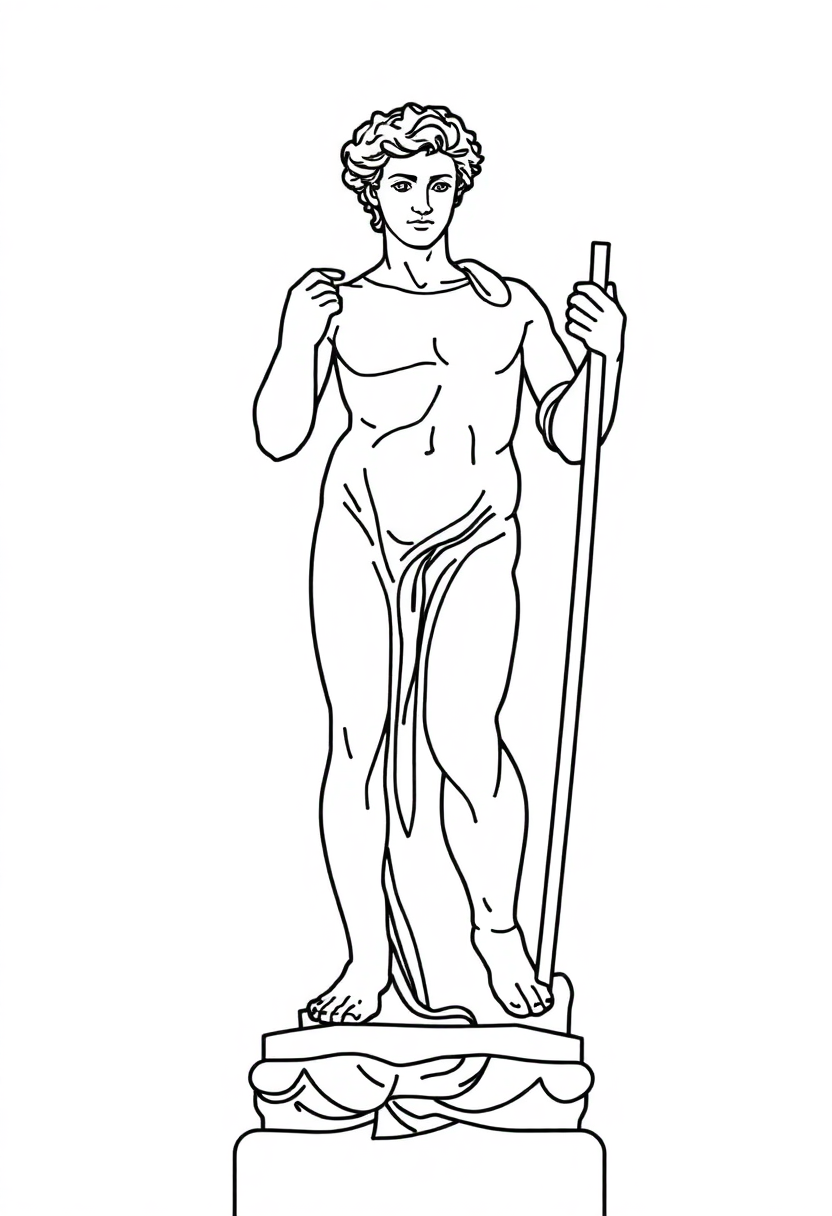David Statue coloring page, free printable