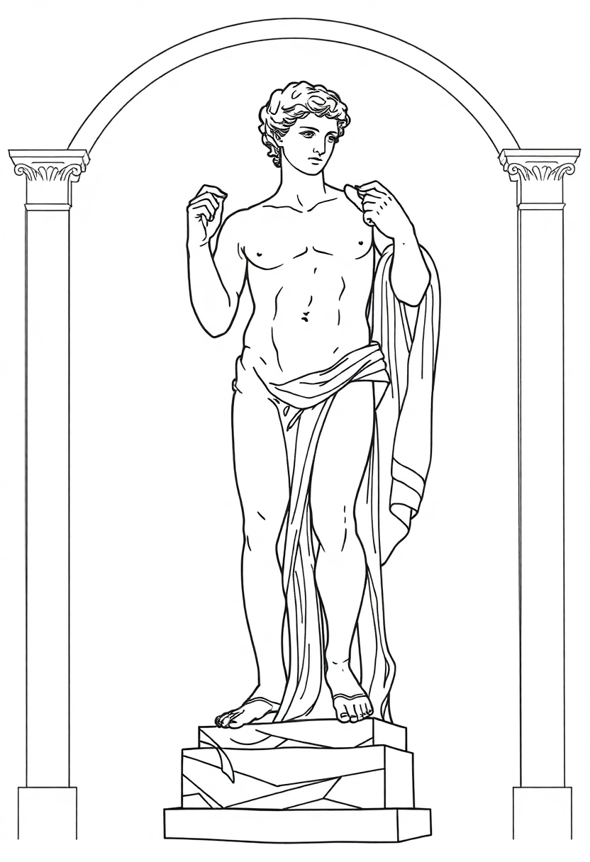 David Statue coloring page, free printable
