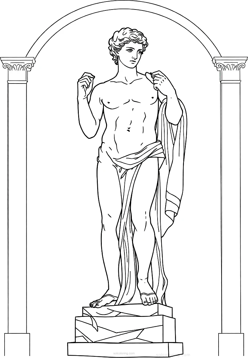 David Statue coloring page for kids