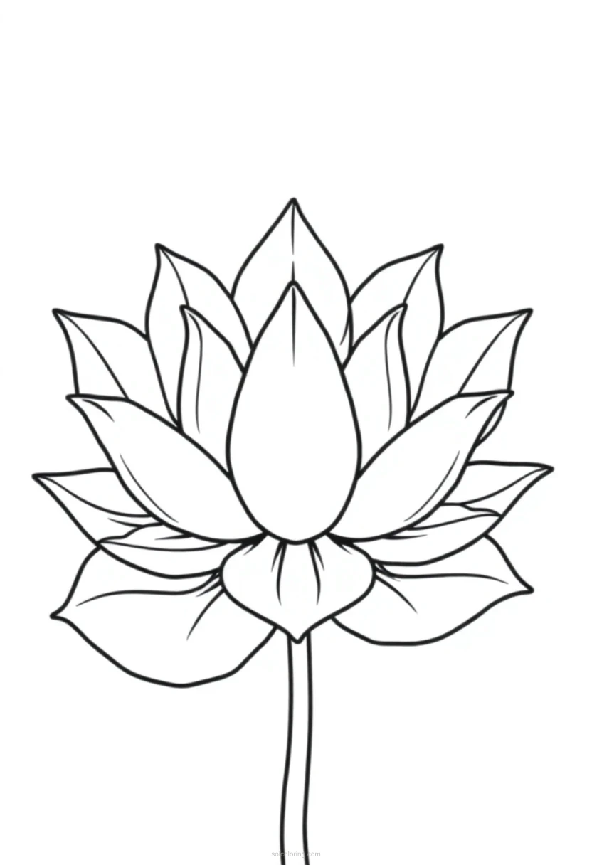 Decorative Lotus Flower coloring page for kids