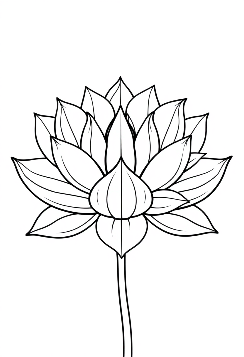 Decorative Lotus Flower coloring page, free printable