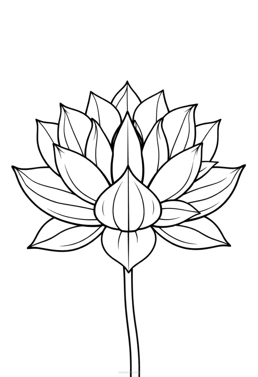 Decorative Lotus Flower coloring page for kids
