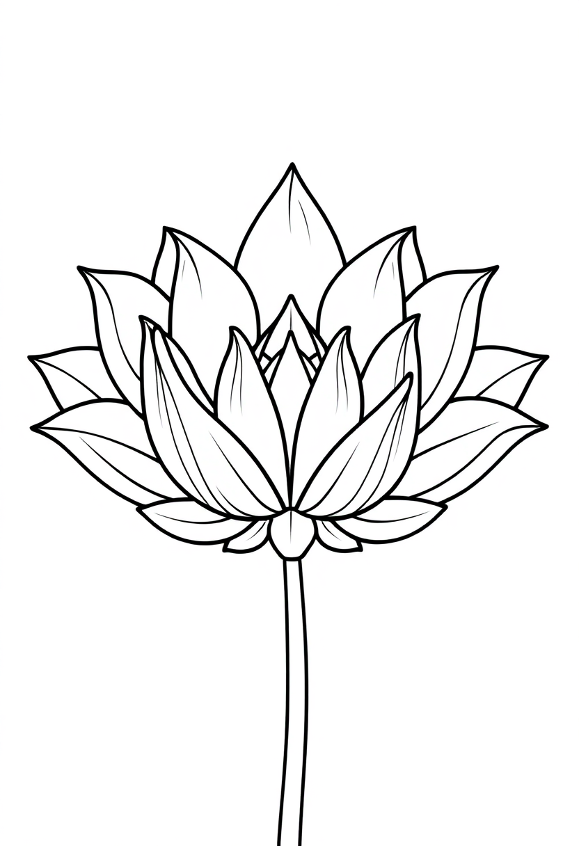 Decorative Lotus Flower coloring page, free printable
