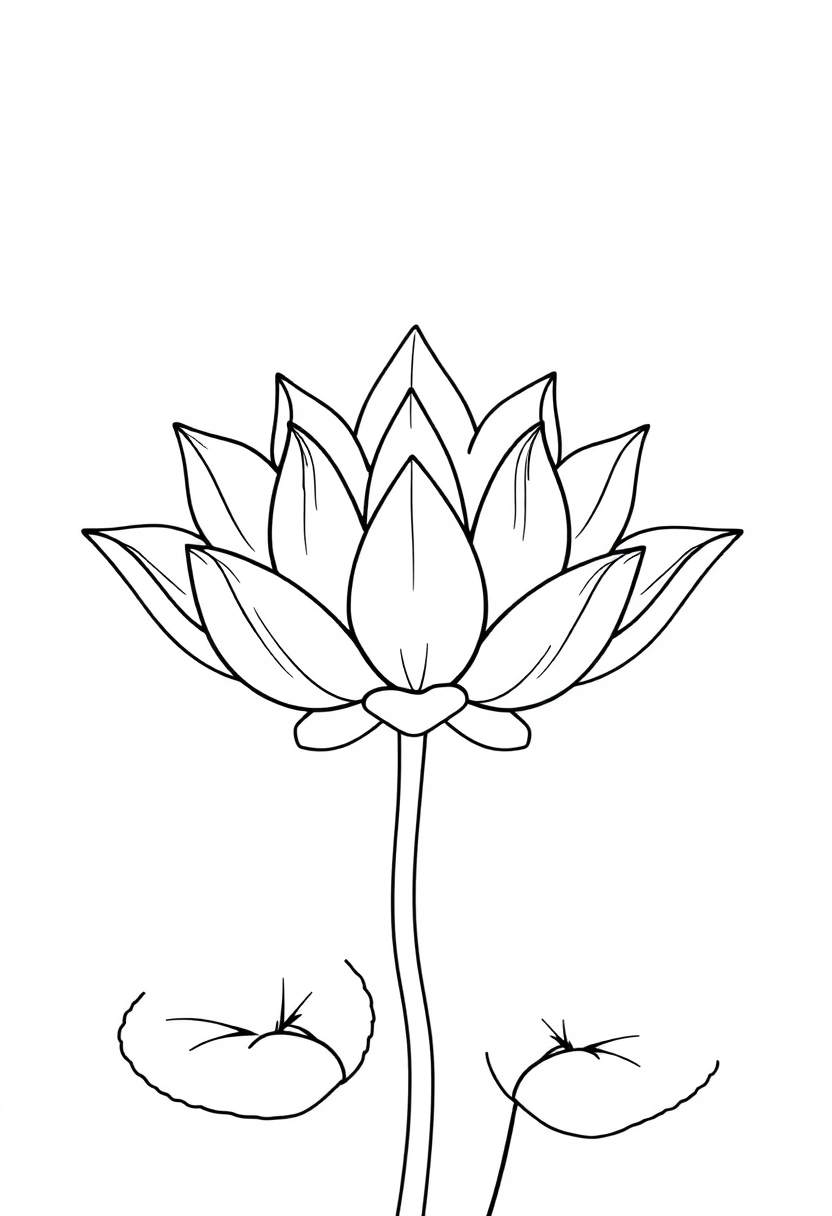 Decorative Lotus Flower coloring page, free printable