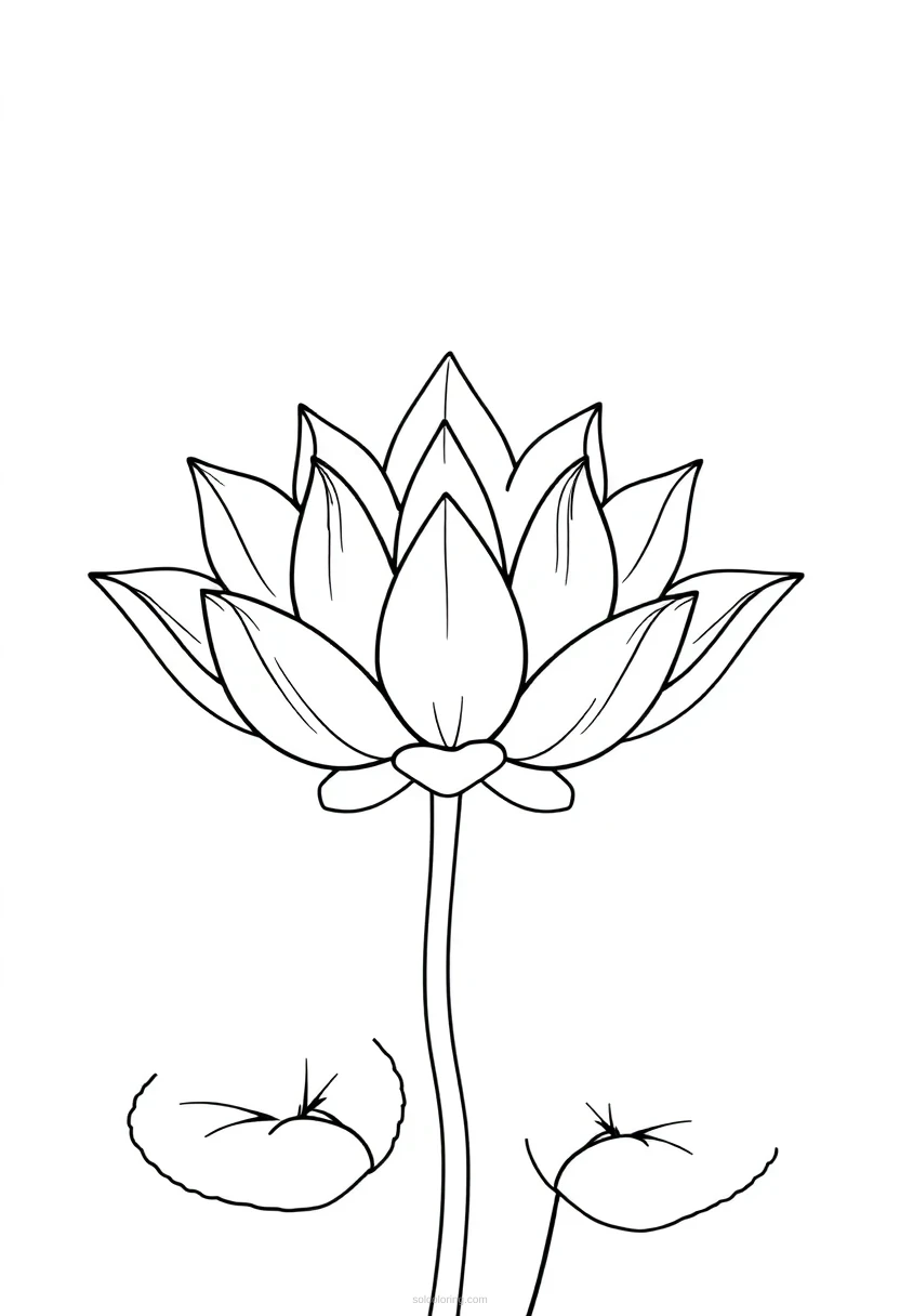 Decorative Lotus Flower coloring page for kids