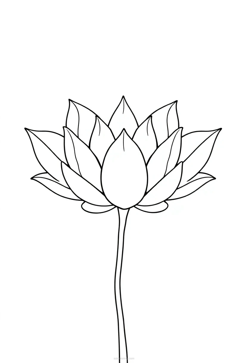 Decorative Lotus Flower coloring page for kids