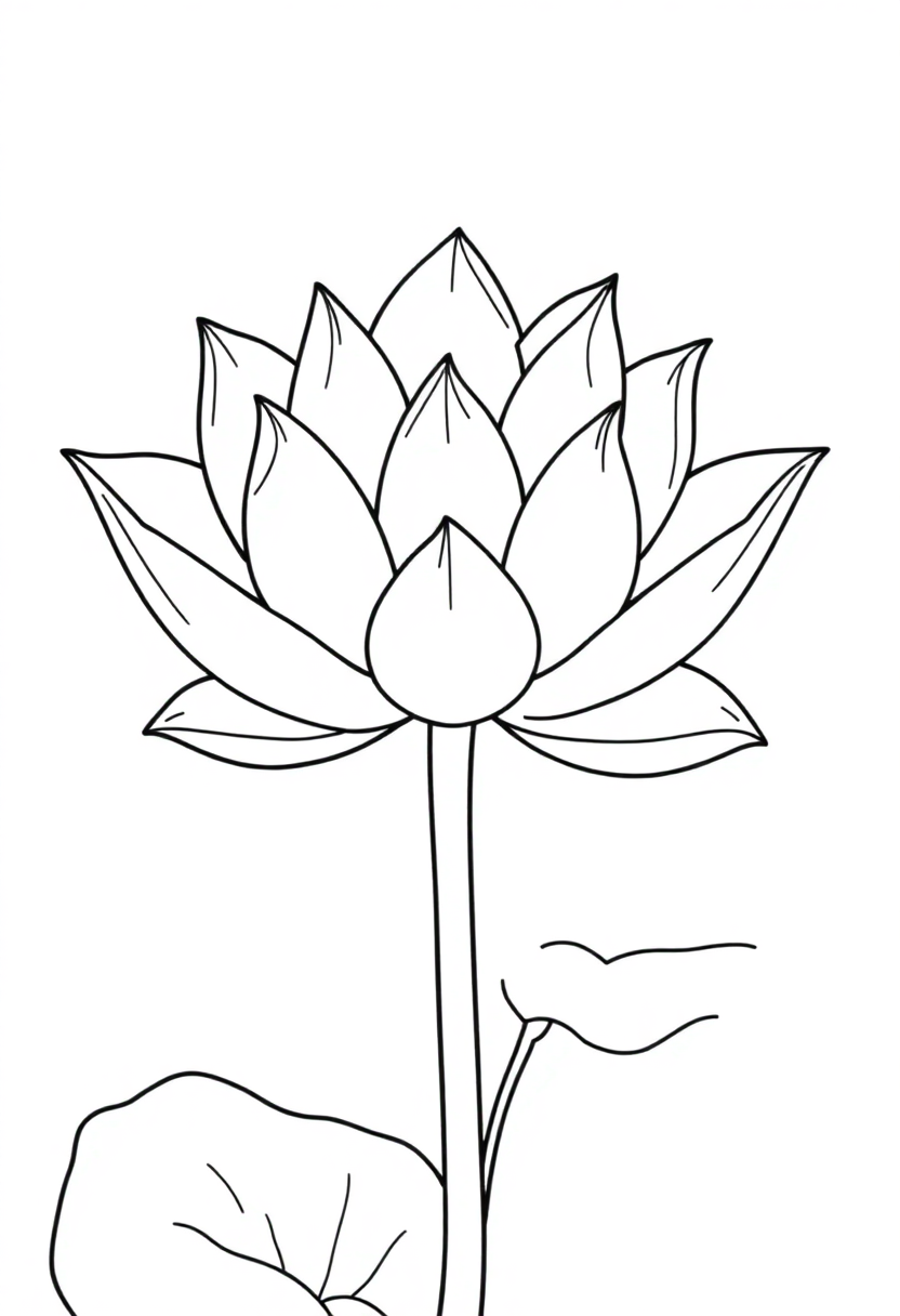 Decorative Lotus Flower coloring page, free printable