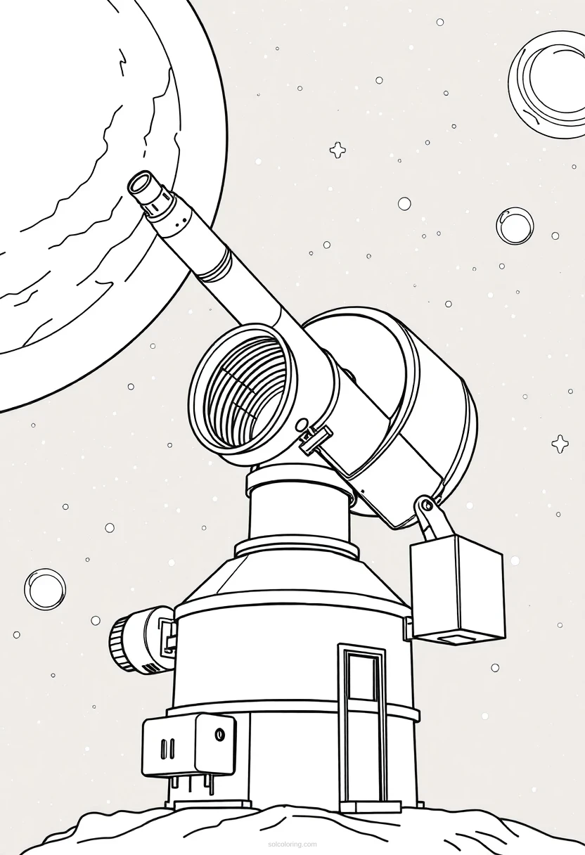 Deep Space Observatory Telescope coloring page for kids