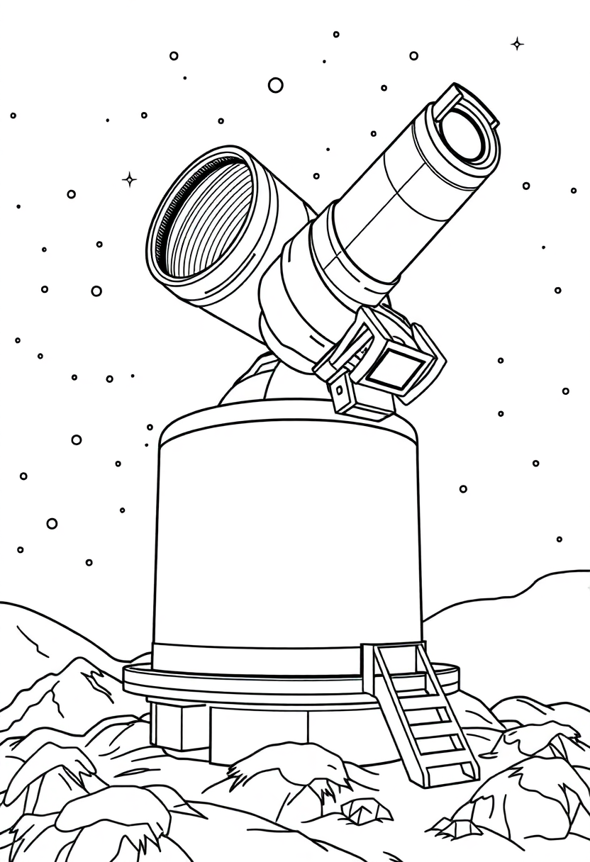 Deep Space Observatory Telescope coloring page, free printable