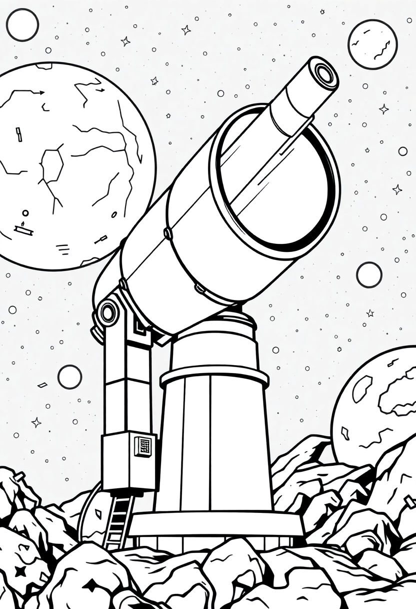 Deep Space Observatory Telescope coloring page, free printable