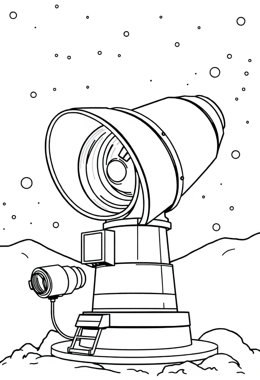 Deep Space Observatory Telescope coloring page, free printable