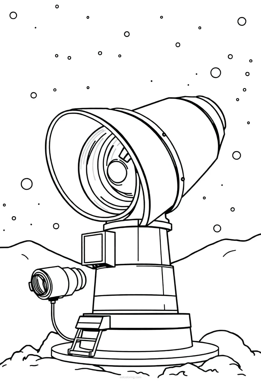 Deep Space Observatory Telescope coloring page for kids