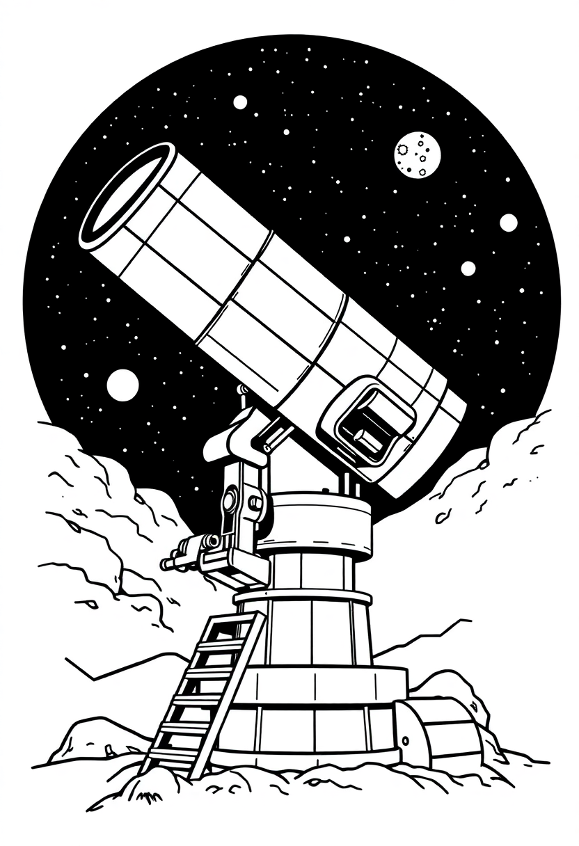 Deep Space Observatory Telescope coloring page, free printable