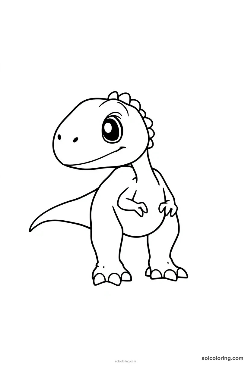 Cute Cartoon Deinonychus cute cartoon coloring page for kids