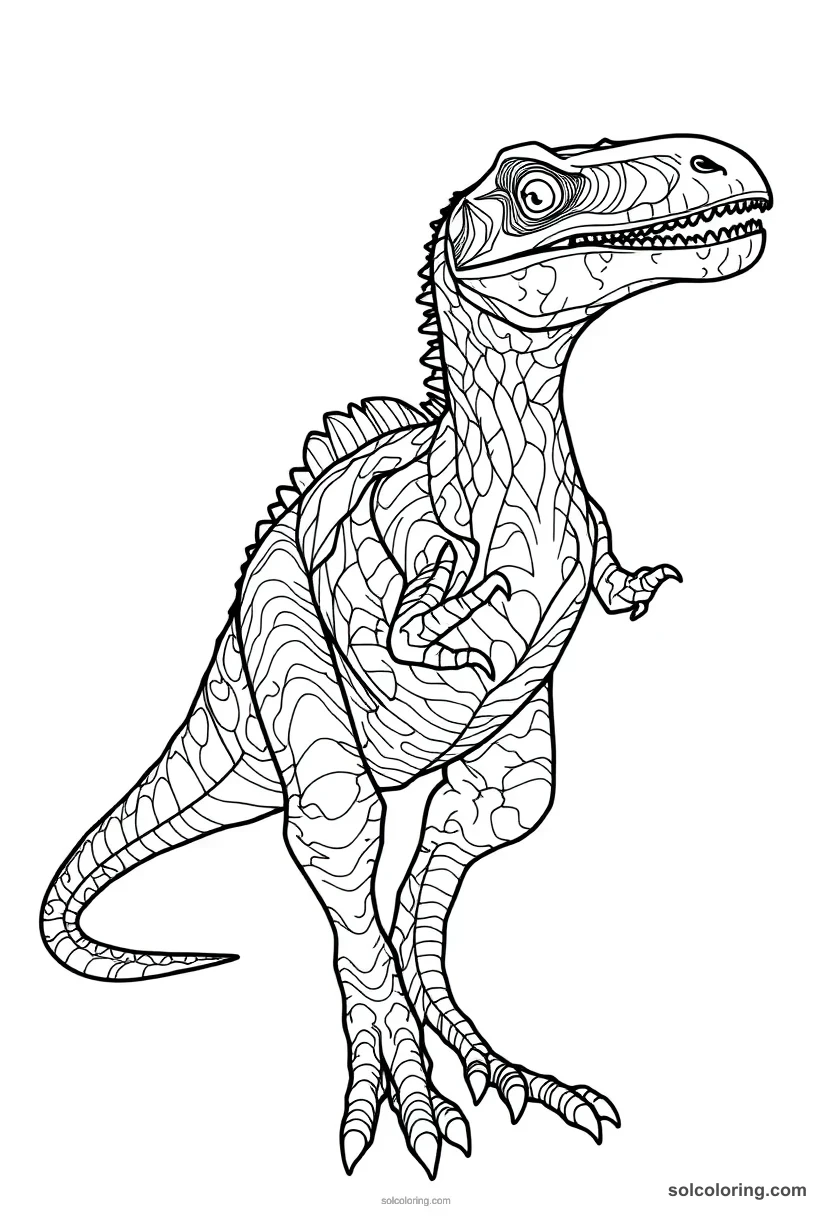 Deinonychus detailed coloring page for kids