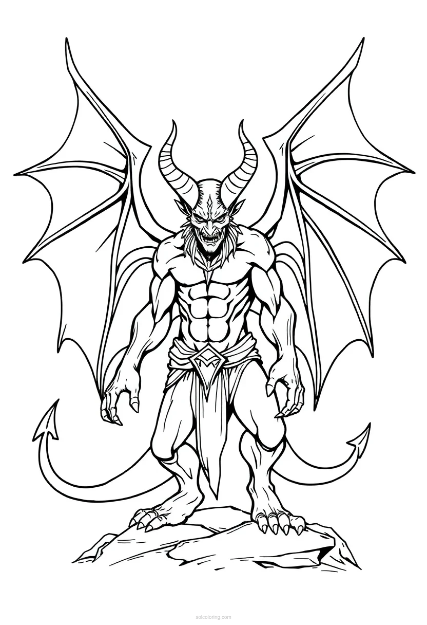 Demon Lord with Wings coloring page for kids