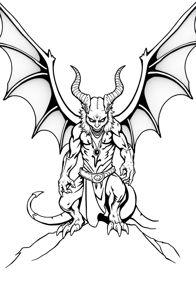 Demon Lord with Wings coloring page, free printable