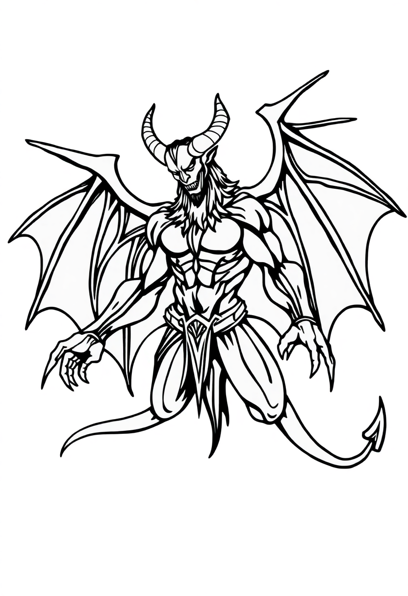 Demon Lord with Wings coloring page, free printable