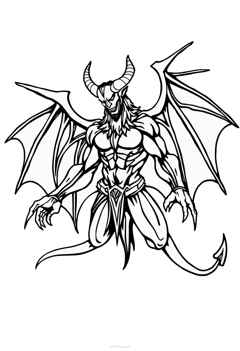Demon Lord with Wings coloring page for kids
