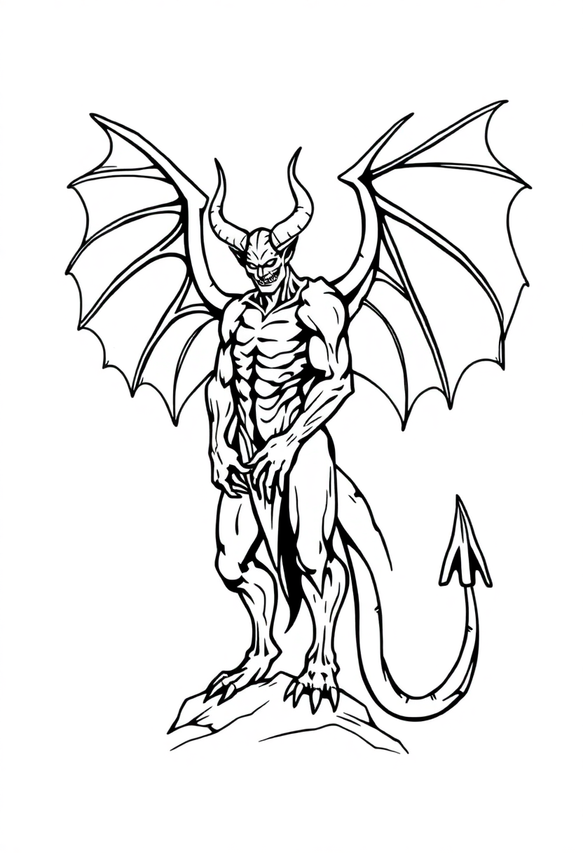 Demon Lord with Wings coloring page, free printable