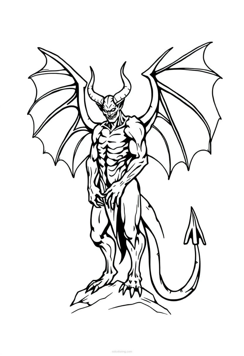 Demon Lord with Wings coloring page for kids