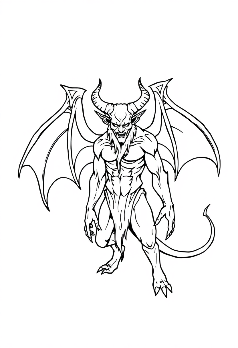 Demon Lord with Wings coloring page, free printable