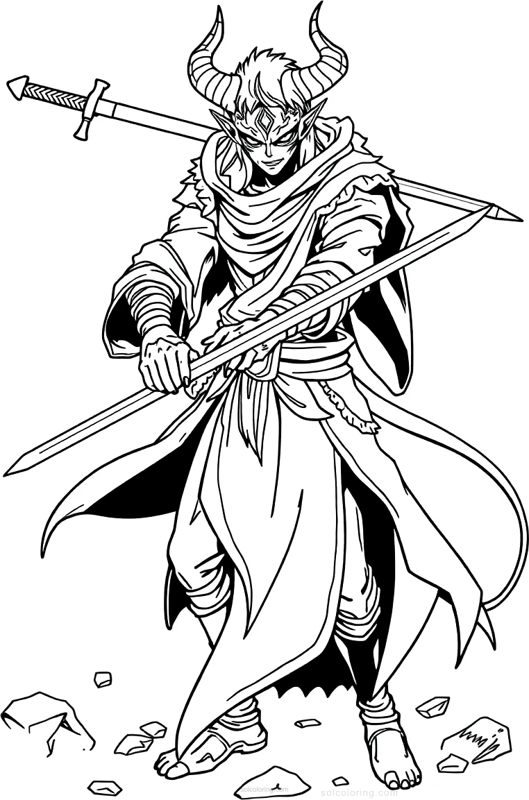Demon Slayer Swordsman coloring page for kids