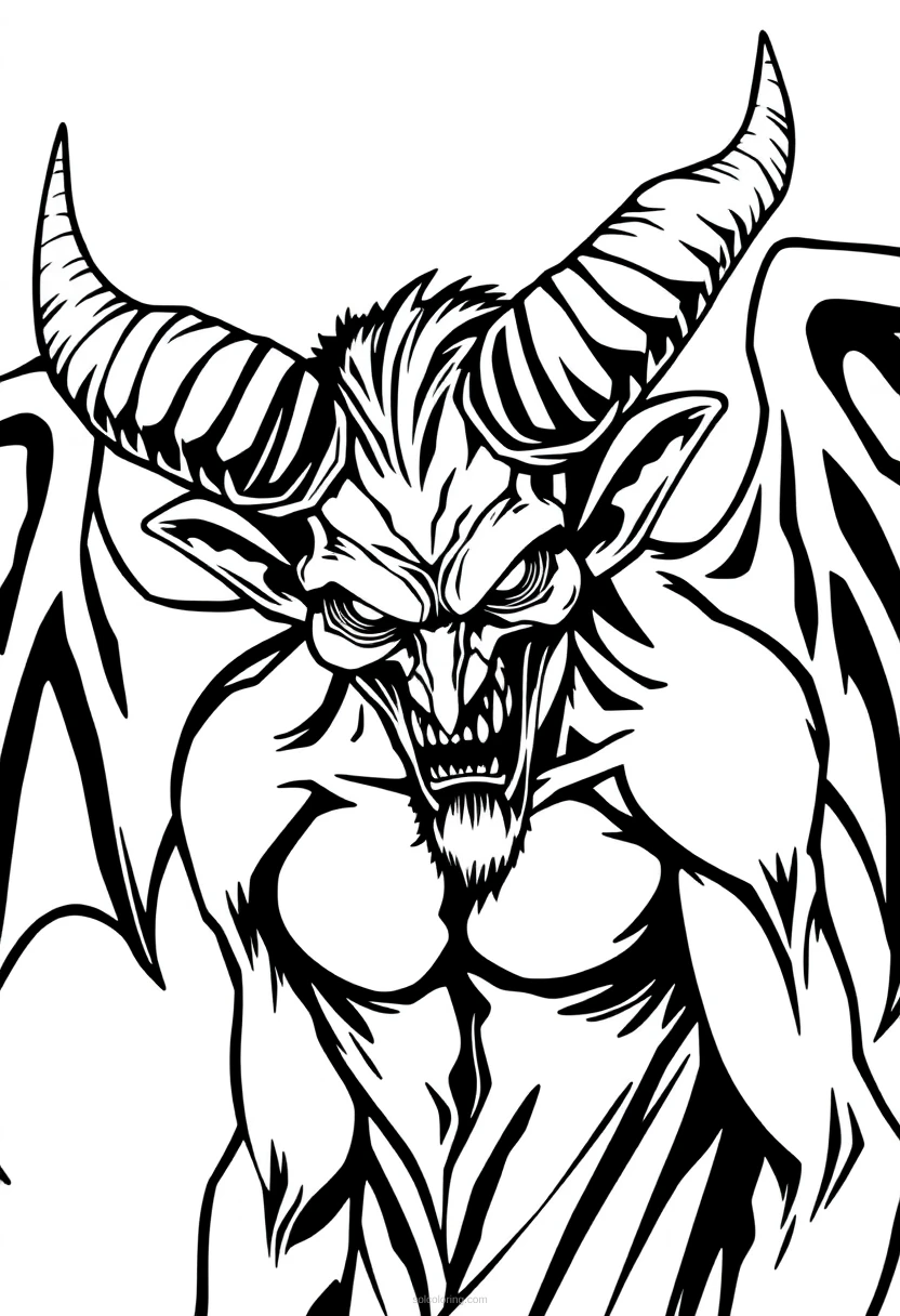 Demon with Horns coloring page for kids