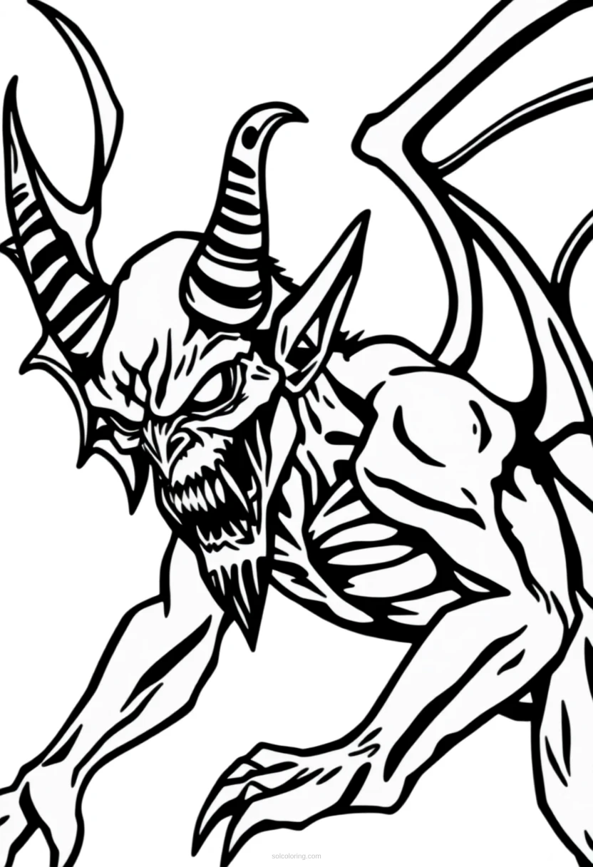 Demon with Horns coloring page for kids